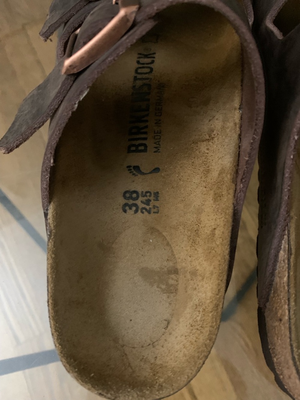 Birkenstock Brown Leather Double-Strap Sandals with Copper Buckles. Women size 7 - Picture 4 of 5
